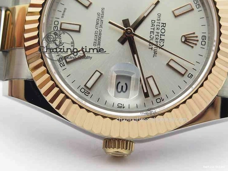 0127 DateJust II 41mm SS RG BP Maker Best Edition Silver Sticks Dial On SS RG Bracelet SA Comfortable 3716